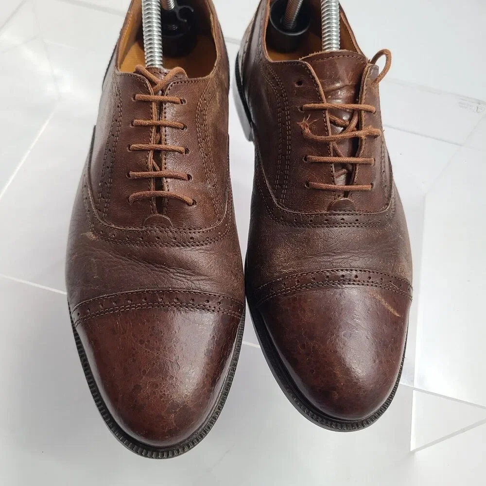Stanley Blacker Couture Handmade Italy Dress Brown Cap Toe Oxfords 9M Style 526